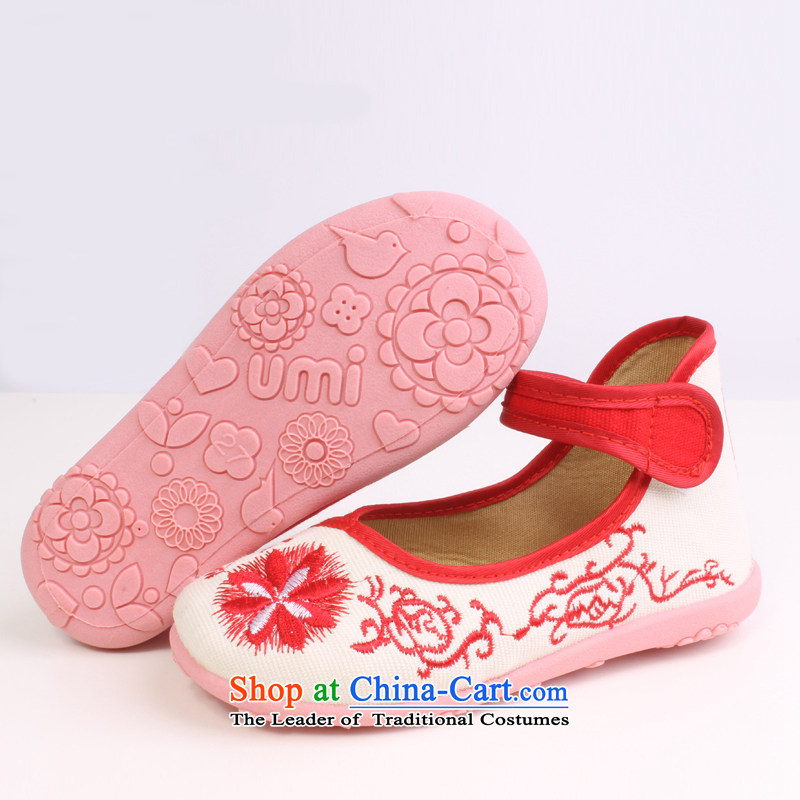 Girls dancing shoes of Old Beijing children's shoes mesh upper embroidered shoes bottom beef tendon baby Shoes Show shoes students shoes 8201 8201 safflower porcelain 30 yards long 20CM,/wing and Chun (yonghechun) , , , shopping on the Internet
