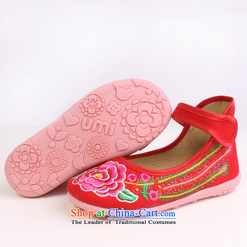 Girls dancing shoes of Old Beijing children's shoes mesh upper embroidered shoes bottom beef tendon baby Shoes Show shoes students 8205 8205 28 Red Shoes Codes/long-young and Chun (18CM, yonghechun) , , , shopping on the Internet
