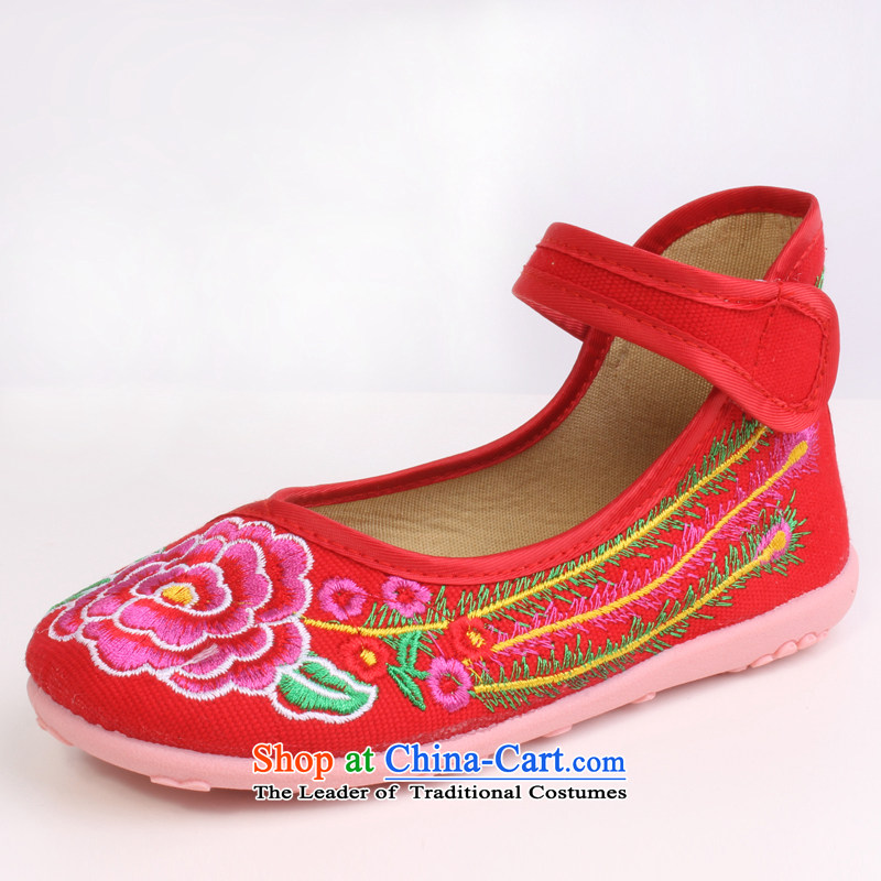 Girls dancing shoes of Old Beijing children's shoes mesh upper embroidered shoes bottom beef tendon baby Shoes Show shoes students 8205 8205 28 Red Shoes Codes/long-young and Chun (18CM, yonghechun) , , , shopping on the Internet