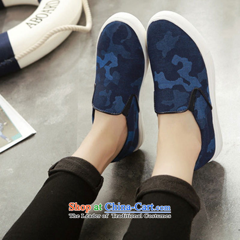2015 Autumn leisure comfort womens single point of flat bottom shoe thick rising within large leisure womens single shoe blue 39, met the happiness , , , shopping on the Internet