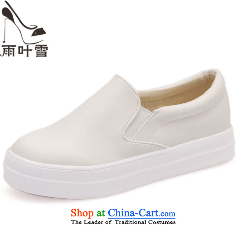 2015 Autumn relaxing and comfortable shoes elasticated lazy people single thick leisure shoes comfortable shoes on white white 35