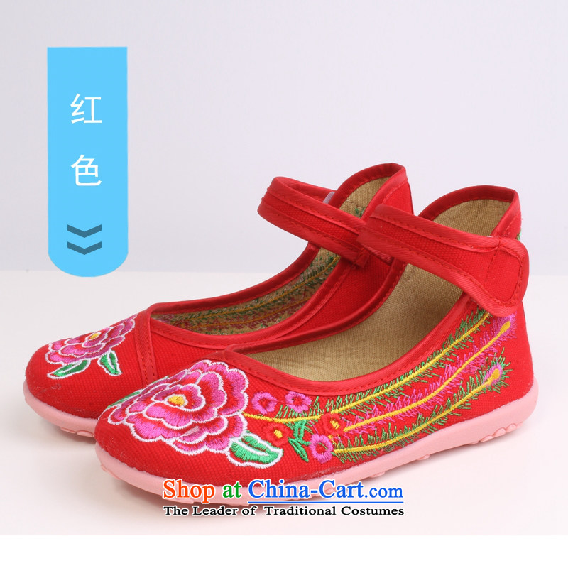 Mesh upper with old Beijing women shoes children shoes comfort and breathability Mudan patterns of foot children shoes 8205 8205 27 yards long red 17cm, Yong-sung Hennessy Road , , , shopping on the Internet