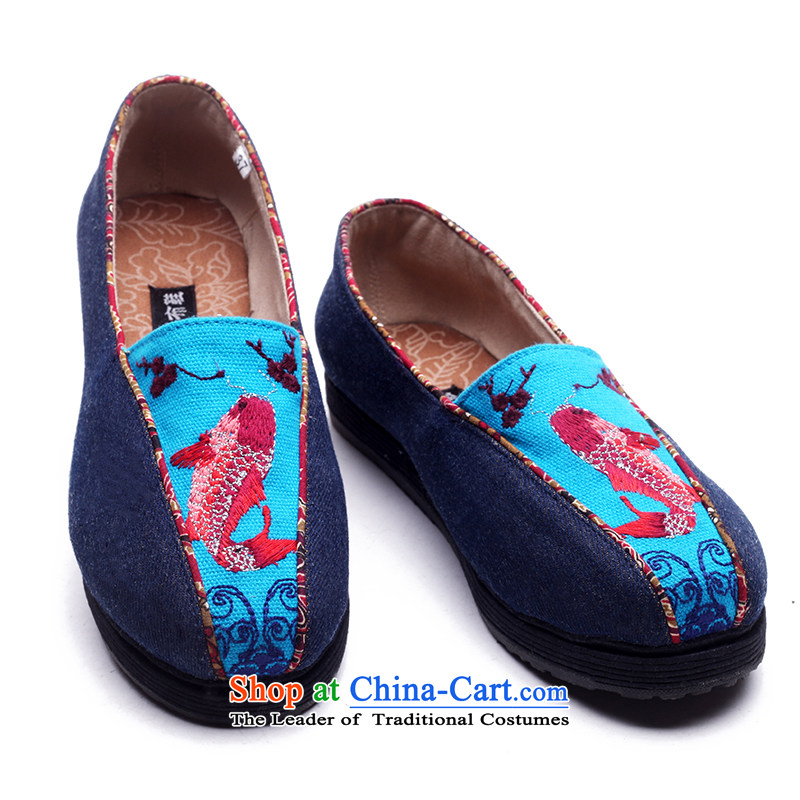Hon-dance original new old Beijing Ms. mesh upper leisure shoes, comfortable non-slip embroidered shoes older female manually bottom thousands of mesh upper pin single comfortable footwear - still 36 blue-dance , , , shopping on the Internet