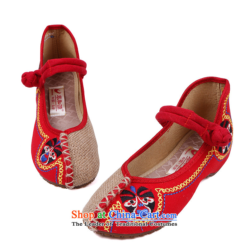 The Thai and source of Old Beijing mesh upper women shoes in spring and summer 2015 new single shoe ethnic smart casual embroidered shoes, older retro-mother shoe 24 red 37, Thai and source , , , shopping on the Internet