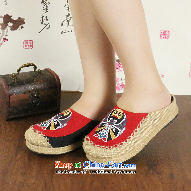 Chung Pavilion Old Beijing National wind-masks couples shoes retro version relaxd linen mat slippers rubber sole mesh upper with trifles A-109 red 39, Chung Sin songxiange Pavilion () , , , shopping on the Internet
