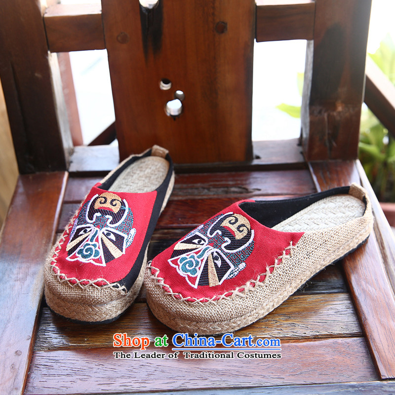 Chung Pavilion Old Beijing National wind-masks couples shoes retro version relaxd linen mat slippers rubber sole mesh upper with trifles A-109 red 39, Chung Sin songxiange Pavilion () , , , shopping on the Internet