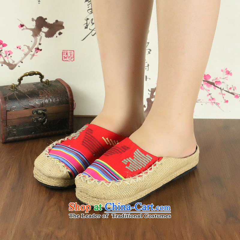 Chung Pavilion Old Beijing Antique flax slippers ethnic linen shoes home shoes rubber sole thumb mesh upper deodorants wicking A-110 red 40, Chung Sin songxiange Pavilion () , , , shopping on the Internet