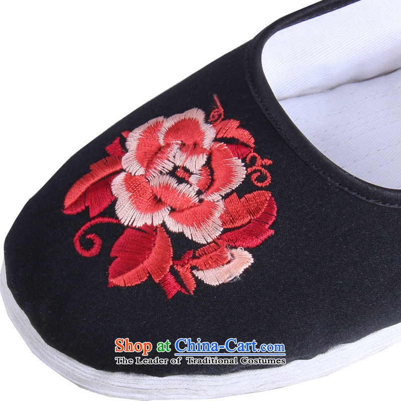 The Thai and source of Old Beijing classic ethnic Mudan mesh upper embroidery female cloth shoes breathability and comfort women shoes manually embroidered ground cloth sewing bottom black casual shoes black 35-tae and source , , , shopping on the Interne