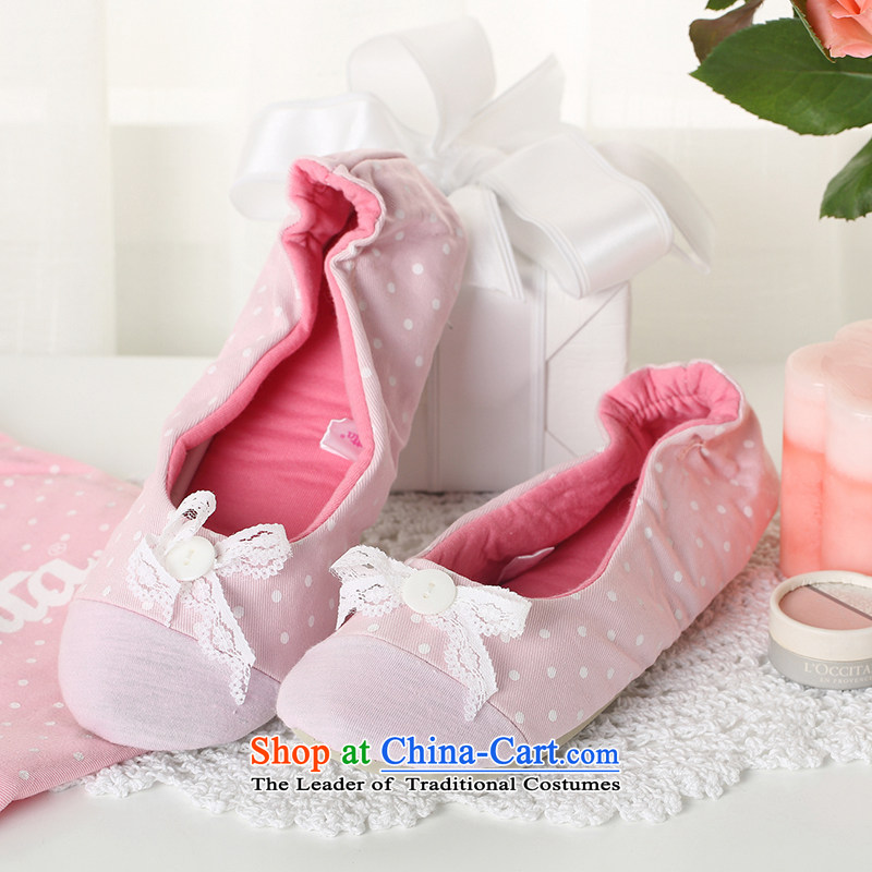 Betta home during the spring and autumn home cotton shoes, lint-free cloth shoes . The ground flat bottom indoor slippers pink cotton flooring silent36_67