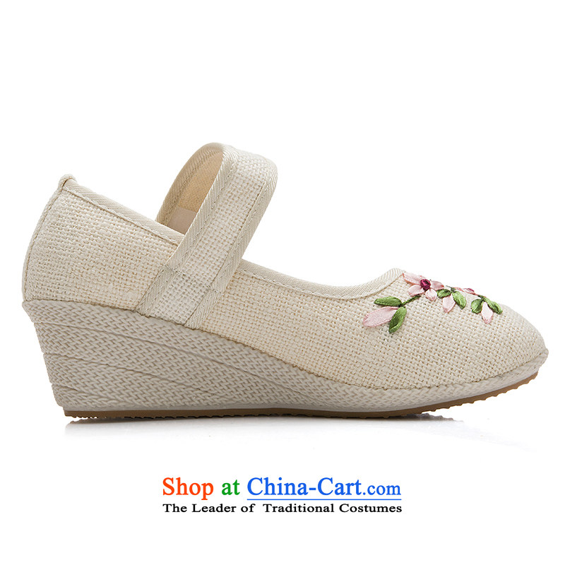New e-mail package beef tendon at its different from the old Beijing breathable mesh upper with flax manually ribbon embroidered shoes women shoes dance rice white 40 Suga us , , , shopping on the Internet