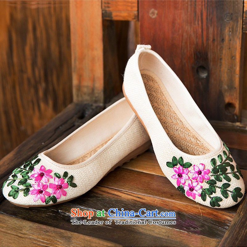 Chung Pavilion Old Beijing ethnic women shoes reap reap the ground beef tendon bottom embroidered shoes flowers embroidered shoes, casual shoes A-509 home white 39, Chung Sin songxiange Pavilion () , , , shopping on the Internet