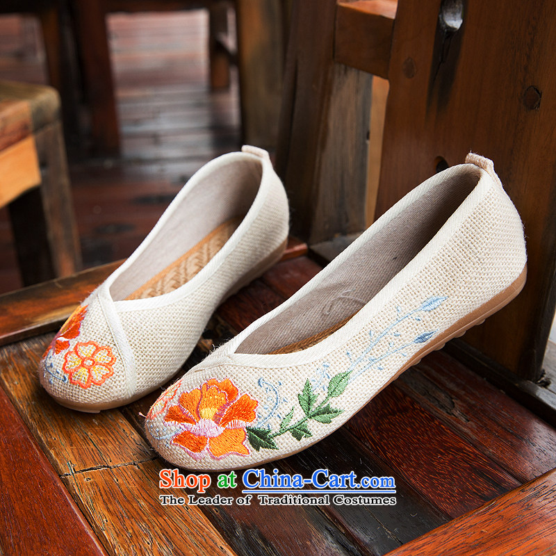 Chung Pavilion Old Beijing women's shoes mesh upper with a flat bottom embroidered shoes female summer beef tendon bottom Ms. manually shoes tsutsu shoes A-527 rice white pre-sale 38, Chung Sin songxiange Pavilion () , , , shopping on the Internet