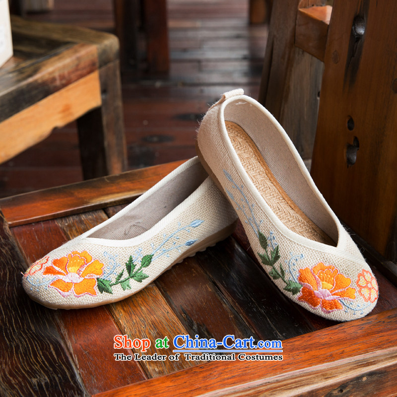 Chung Pavilion Old Beijing women's shoes mesh upper with a flat bottom embroidered shoes female summer beef tendon bottom Ms. manually shoes tsutsu shoes A-527 rice white pre-sale 38, Chung Sin songxiange Pavilion () , , , shopping on the Internet