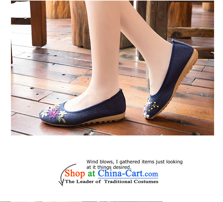 Chung Pavilion Old Beijing embroidered shoes beef tendon base flat with mother shoes, casual women shoes click the bottom pads reap pregnant women reap shoes deodorants plus lint-free linen shoes A-503 blue 38 pictures, prices, brand platters! The elections are supplied in the national character of distribution, so action, buy now enjoy more preferential! As soon as possible.