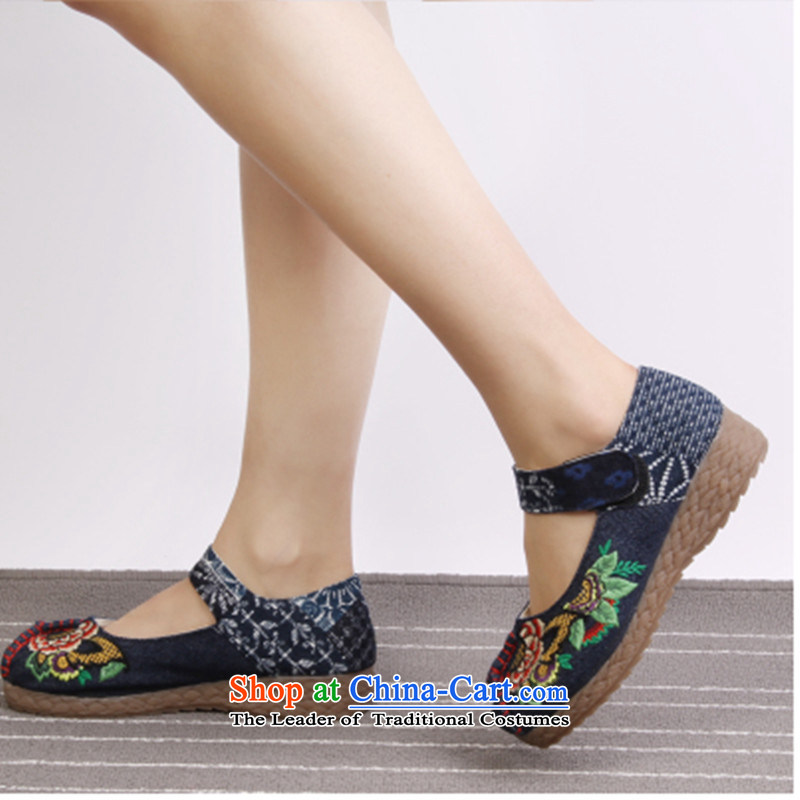 Mesh upper with new anti-slip soft ground women shoes increased Shoes Plaza Dance Shoe mother shoe then embroidered shoes 4403 blue 39, Ling clone online shopping has been pressed.