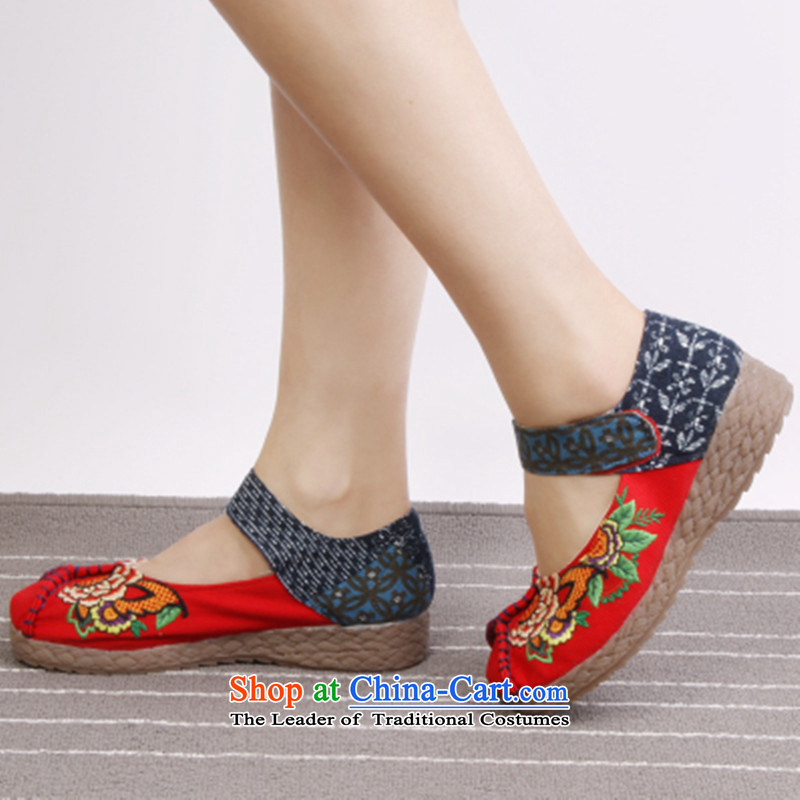 Mesh upper with new anti-slip soft ground women shoes increased Shoes Plaza Dance Shoe mother shoe then embroidered shoes 4403 blue 39, Ling clone online shopping has been pressed.