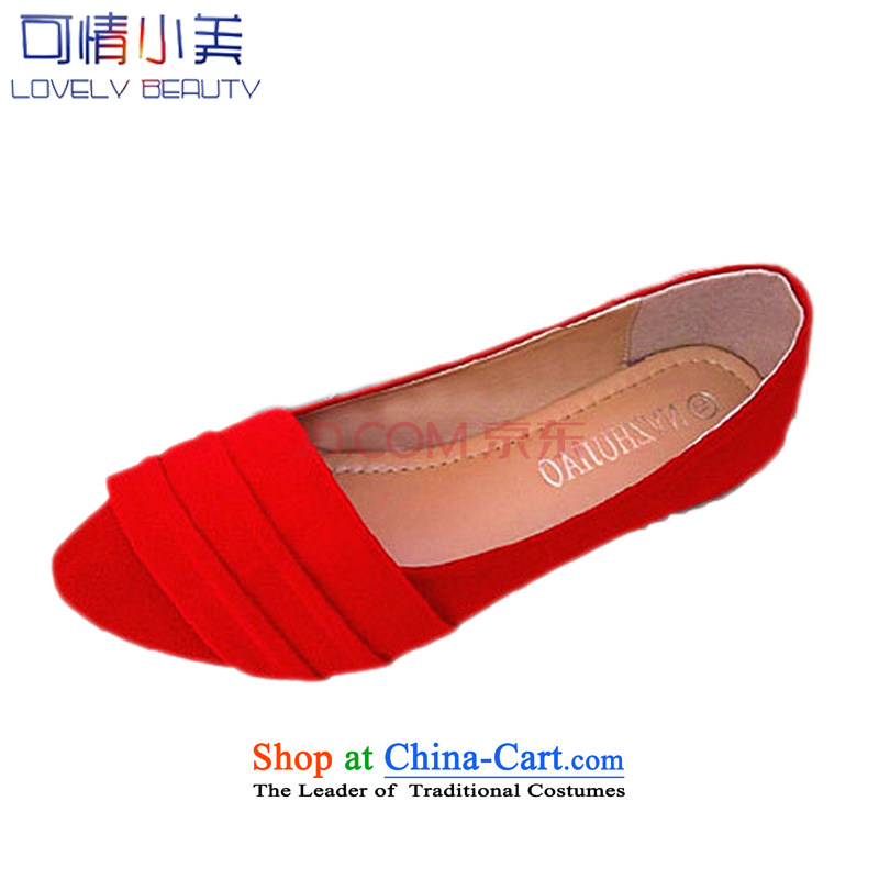 Is small and the Red flat shoes comfortable shoes points female soft bottoms marriage shoes?CXY01?red