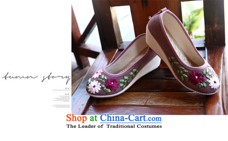 Chung Autumn Pavilion new ethnic embroidered shoes with beef tendon bottom slope of the high-heel shoes, casual women shoes A-524 single picture 37, price beige, brand platters! The elections are supplied in the national character of distribution, so action, buy now enjoy more preferential! As soon as possible.
