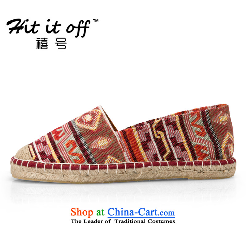 The hit it off2015 summer new pope ethnic commission line shoes bottom clip lazy people shoes fisherman women shoes mesh upper red 35,hit off,,, it online shopping