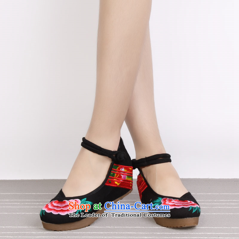 15 The new genuine old Beijing Dance ethnic linen cloth shoes retro embroidered shoes increased within the Women's Shoe 1913 Black 35, Yong-sung Hennessy Road , , , shopping on the Internet