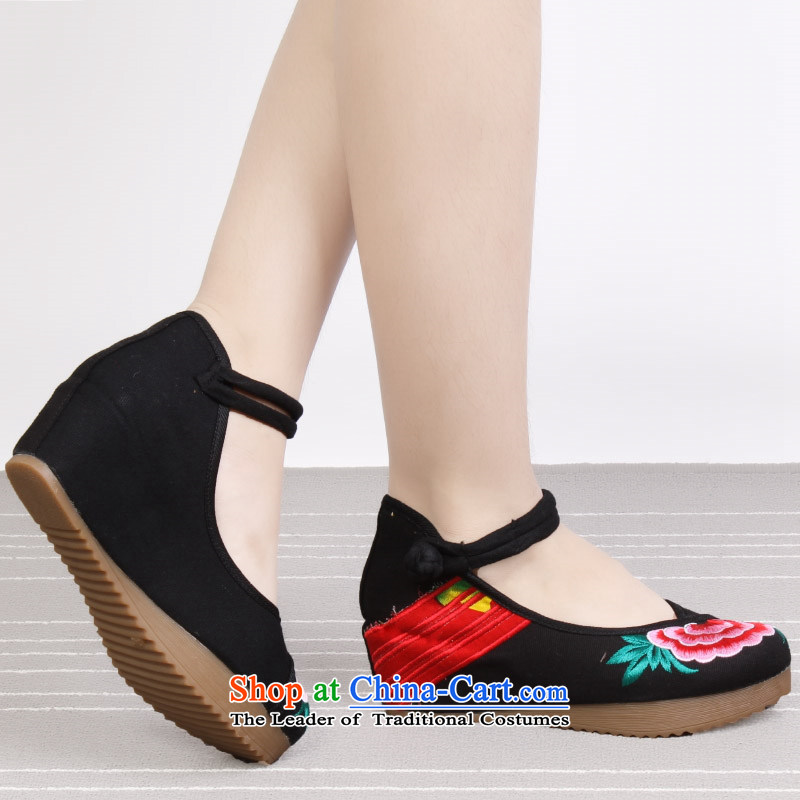 15 The new genuine old Beijing Dance ethnic linen cloth shoes retro embroidered shoes increased within the Women's Shoe 1913 Black 35, Yong-sung Hennessy Road , , , shopping on the Internet