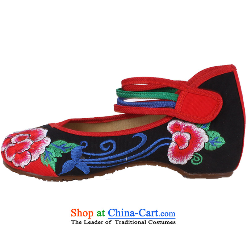 Mesh upper with genuine old Beijing Dance ethnic linen retro embroidered shoes increased within the women's shoes and 40 1832 black spring (yonghechun) , , , shopping on the Internet