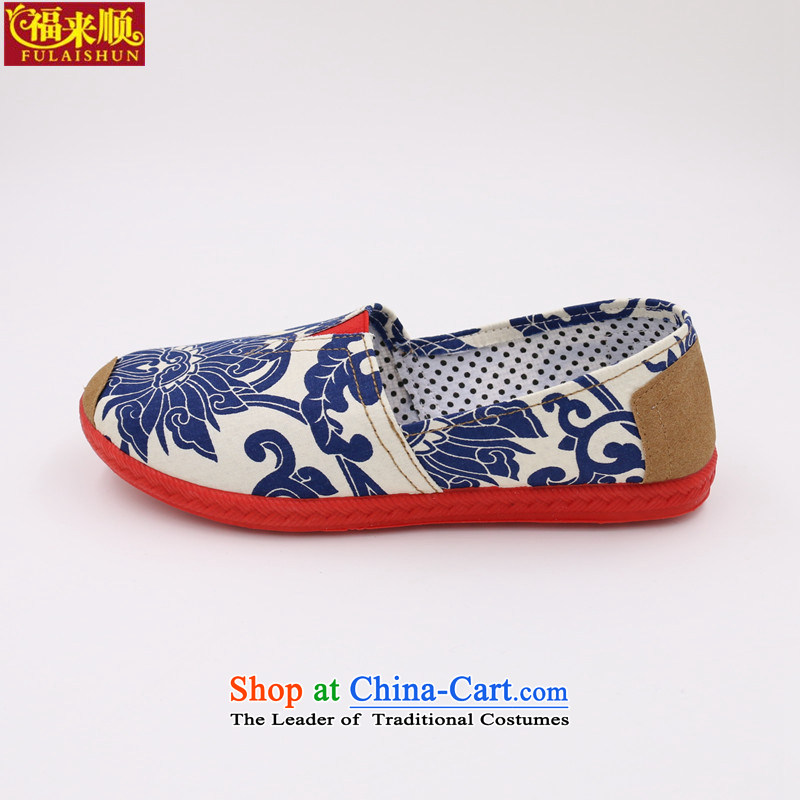 Mesh upper with old Beijing porcelain Patterns of female single shoe pin leisure canvas shoes flat bottom female students shoes , blue 36, 08 Fuk-soon (FULAISHUN) , , , shopping on the Internet