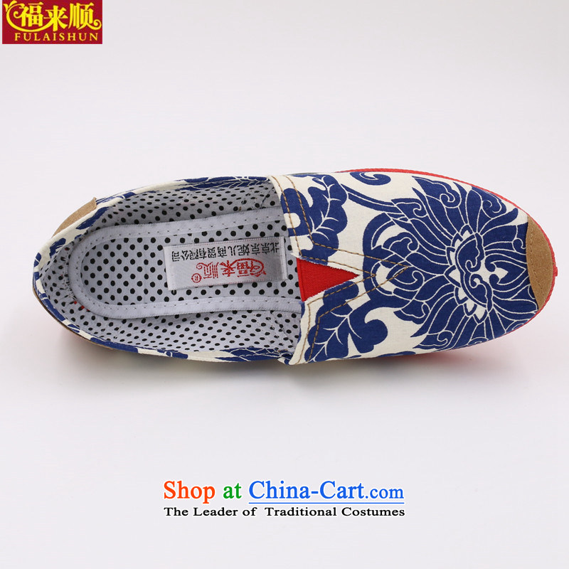 Mesh upper with old Beijing porcelain Patterns of female single shoe pin leisure canvas shoes flat bottom female students shoes , blue 36, 08 Fuk-soon (FULAISHUN) , , , shopping on the Internet