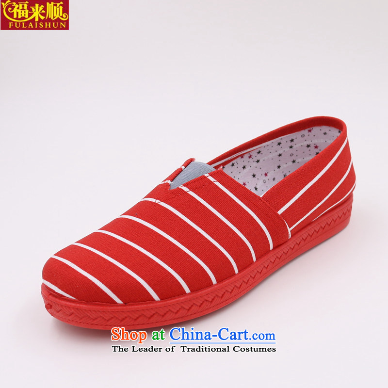 In the autumn of 2015, New Old Beijing mesh upper streaks single round head pin shoes leisure shoes students shoes Red 37