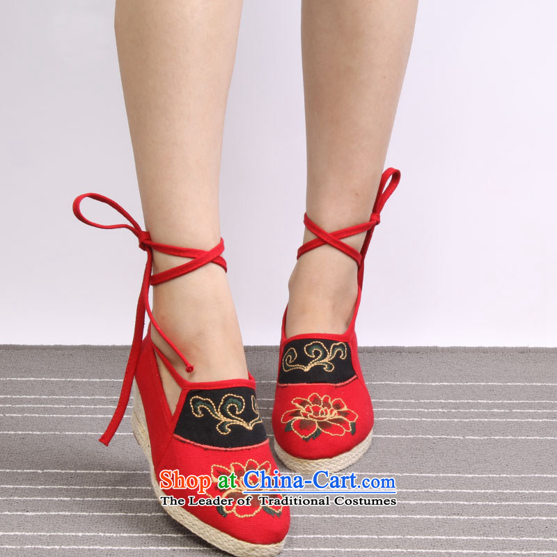 Modern woman shoes Tai Pei with embroidered shoes genuine old Beijing comfortable single A1005 shoes mesh upper red 36, wing and Chun (yonghechun) , , , shopping on the Internet