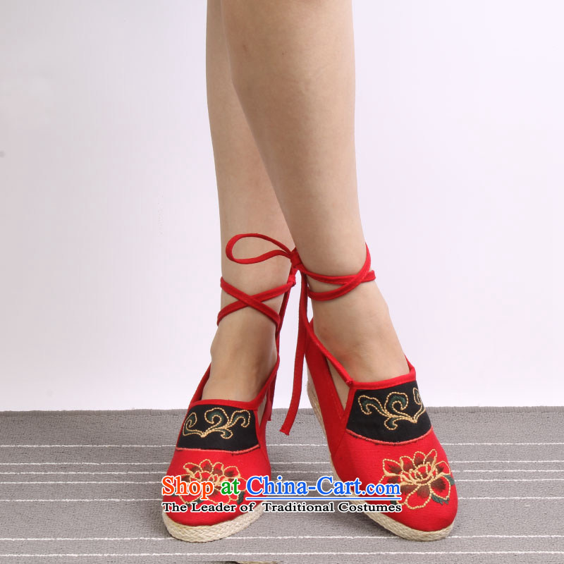 Modern woman shoes Tai Pei with embroidered shoes genuine old Beijing comfortable single A1005 shoes mesh upper red 36, wing and Chun (yonghechun) , , , shopping on the Internet