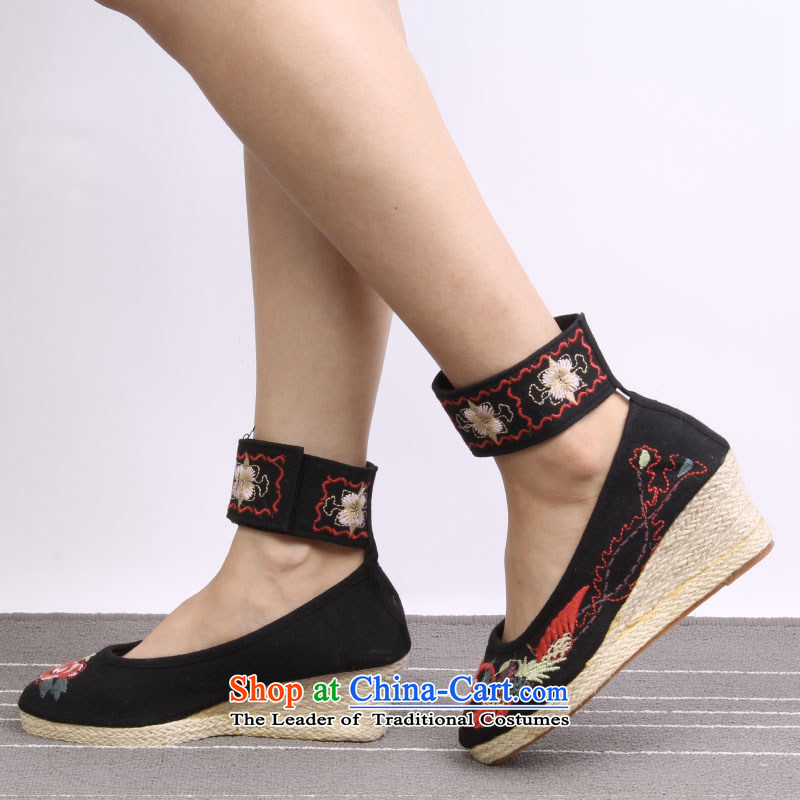Genuine Old Beijing mesh upper with women shoes slope stylish embroidered shoes business of fashion woman shoes, 1002 black and 36, Chun (yonghechun) , , , shopping on the Internet