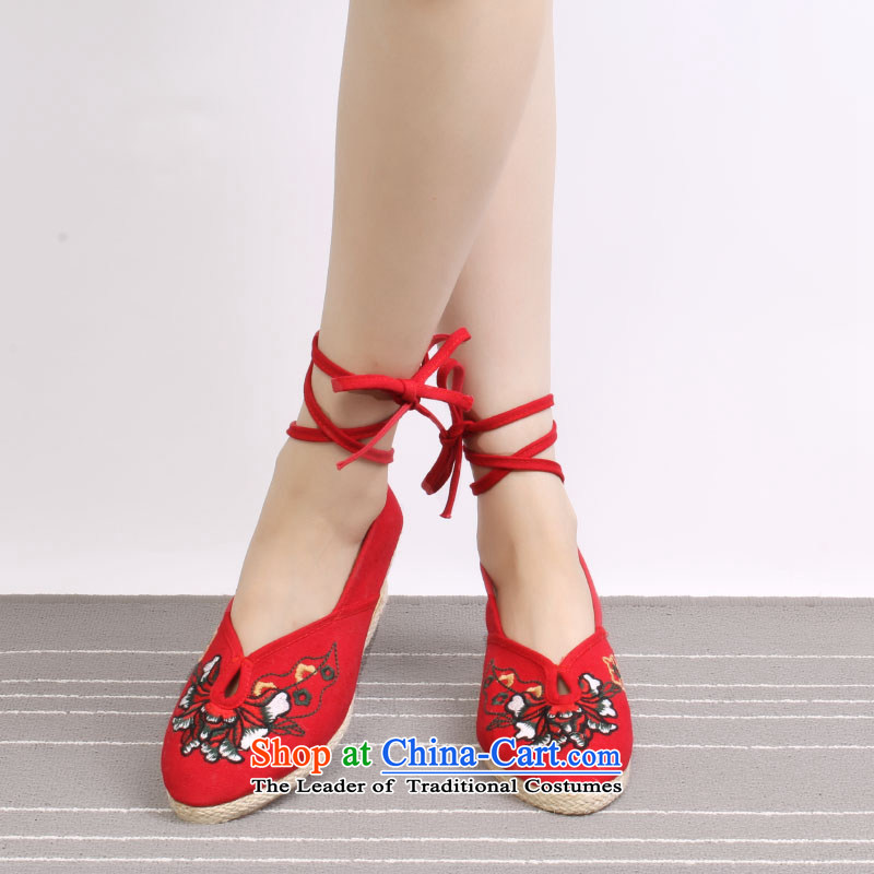 Mesh upper with old Beijing Ma slope fashion embroidered shoes of ethnic women shoes Princess Shoes, Casual Shoes A-2-3 single red 39 Wing and Chun (yonghechun) , , , shopping on the Internet