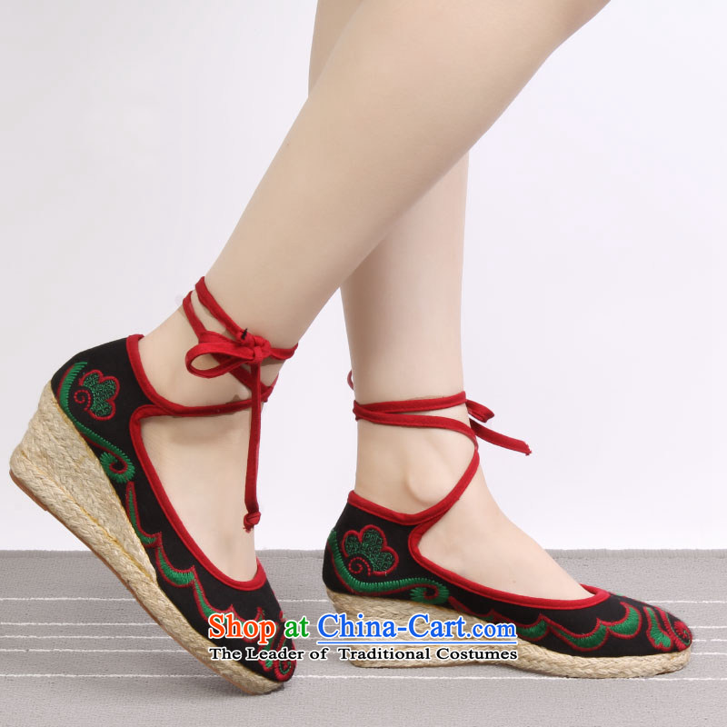 The electoral support c.o.d.- ethnic slope with embroidered shoes increased old Beijing stylish shoe mesh upper single shoes  and 36 A-5 black spring (yonghechun) , , , shopping on the Internet
