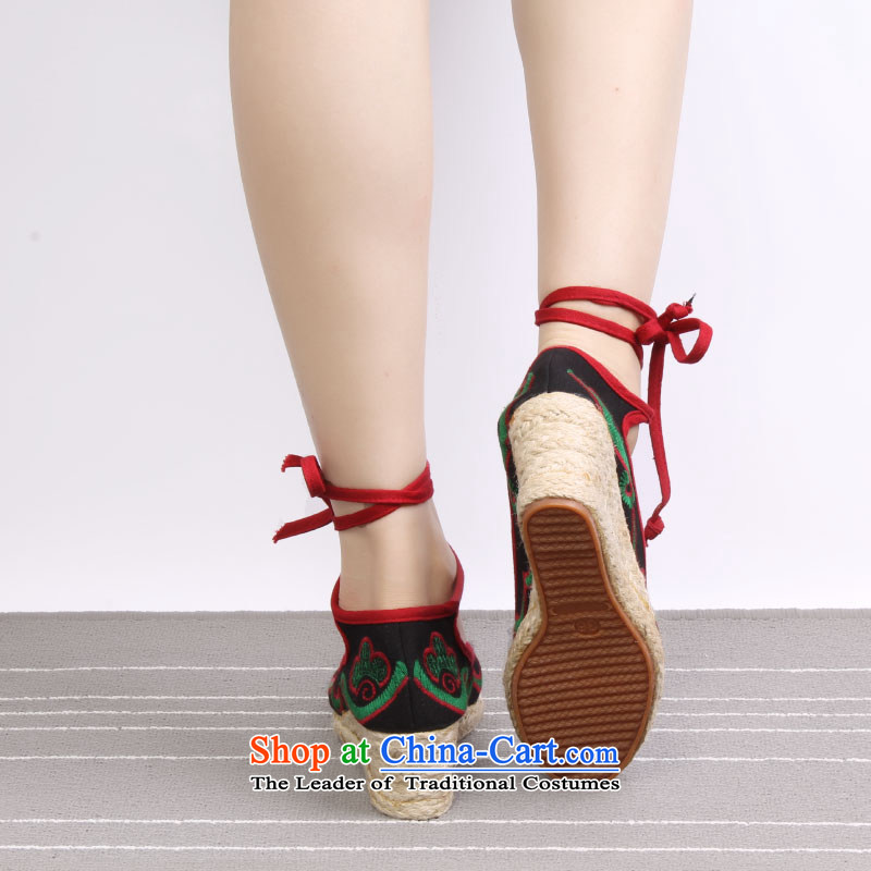 The electoral support c.o.d.- ethnic slope with embroidered shoes increased old Beijing stylish shoe mesh upper single shoes  and 36 A-5 black spring (yonghechun) , , , shopping on the Internet