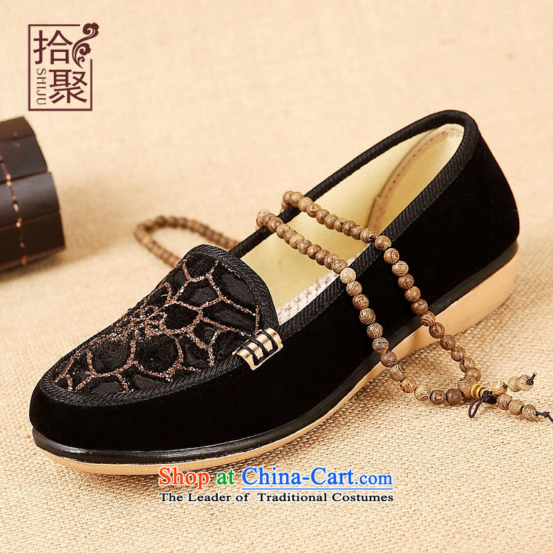 At the beginning of autumn new old Beijing mesh upper women shoes with soft, breathable embroidered spell color sets foot women of older persons in the spring and autumn 2015 mother shoe single shoe has a non-slip leisure Ms. whom 10,635 Golden 36, pickup
