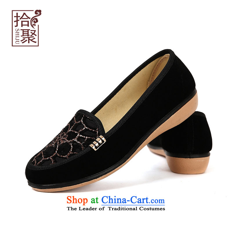 At the beginning of autumn new old Beijing mesh upper women shoes with soft, breathable embroidered spell color sets foot women of older persons in the spring and autumn 2015 mother shoe single shoe has a non-slip leisure Ms. whom 10,635 Golden 36, pickup