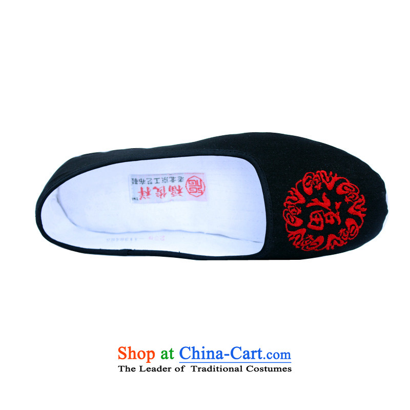 The bottom layer of thousands of shoes manually traditional old Beijing women's shoe-mesh upper with a flat bottom shoe has a non-slip shoes, older women mother light shoe ethnic embroidery port 001 Black/field 39 well-JUN XIANG , , , shopping on the Inte
