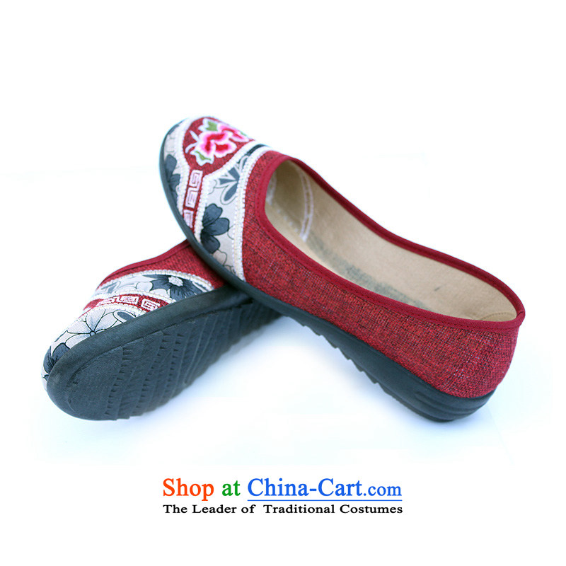 Mesh upper with old Beijing Women leisure shoes linen-embroidered shoes flat bottom spring and autumn female SHOES WITH SOFT, female embroidered shoes m red and gray 1502 deep red 38, Fu Jun Xiang , , , shopping on the Internet