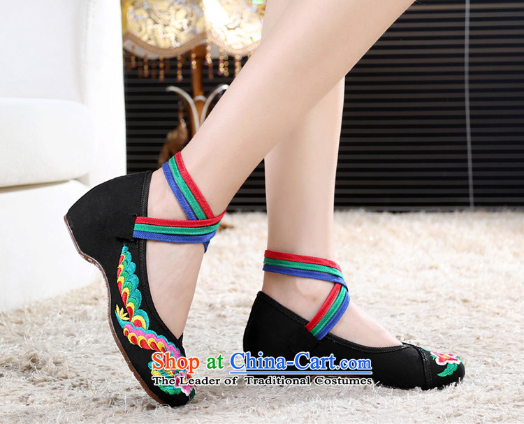 Dan Jie Shi 2015 Autumn new old Beijing mesh upper bongmu ethnic stylish embroidered shoes Plaza Dance Shoe slope with velcro womens single shoe red 40 pictures, prices, brand platters! The elections are supplied in the national character of distribution, so action, buy now enjoy more preferential! As soon as possible.