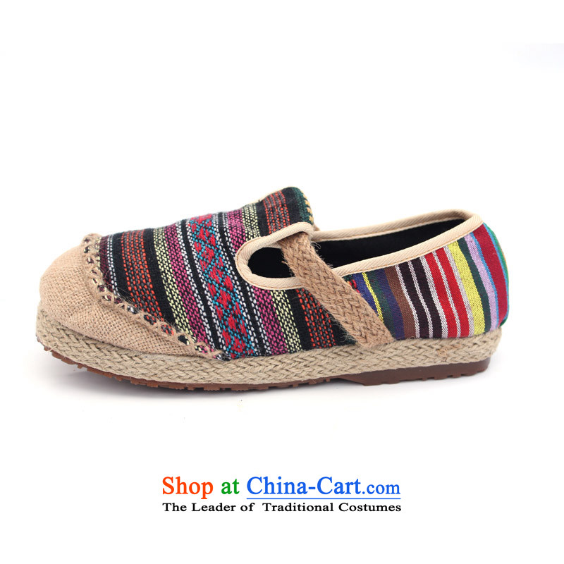 Stylish canvas shoes female lazy people shoes Thai style shoes shoes wild low-profile single shoe old Beijing mesh upper linen cloth shoes M-30 black first female 38, Fu Jun Xiang , , , shopping on the Internet