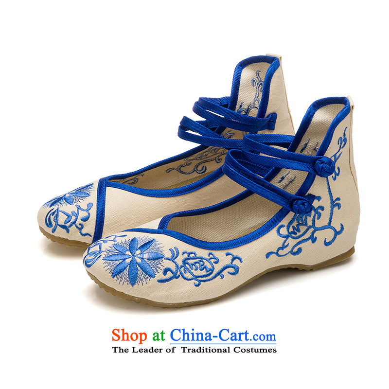 2015 new national wind increased within the embroidered shoes of Old Beijing Dance Single Shoes Plaza mesh upper soft bottoms women shoes blue 37, Fu Yung Shu Add Beauty , , , shopping on the Internet