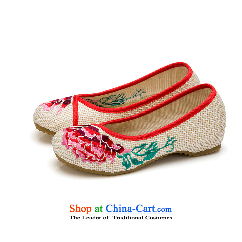 Mesh upper with old Beijing women shoes spring and summer embroidered shoes of ethnic mesh upper inside the slope rising Hibiscus with tray clip women shoes Mudan M 40 Suga us , , , shopping on the Internet