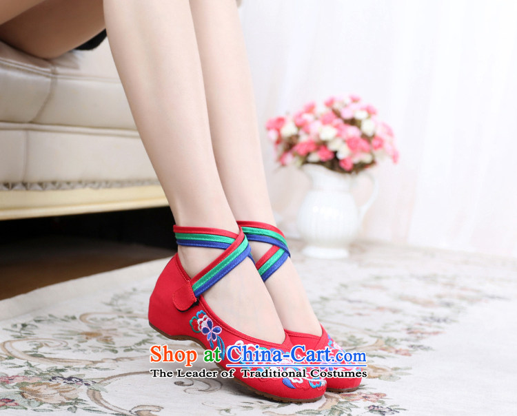 Dan Jie Shi 2015 new old Beijing mesh upper-tray clip cowboy retro ethnic embroidered shoes slope with a shoe breathability and comfort single Shoes Plaza dance women shoes blue Velcro 38 pictures, prices, brand platters! The elections are supplied in the national character of distribution, so action, buy now enjoy more preferential! As soon as possible.