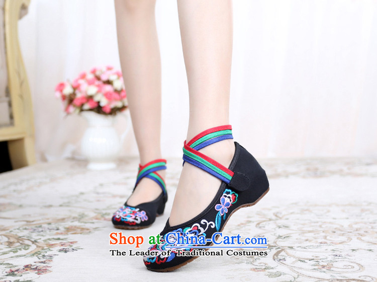 Dan Jie Shi 2015 new old Beijing mesh upper-tray clip cowboy retro ethnic embroidered shoes slope with a shoe breathability and comfort single Shoes Plaza dance women shoes blue Velcro 38 pictures, prices, brand platters! The elections are supplied in the national character of distribution, so action, buy now enjoy more preferential! As soon as possible.