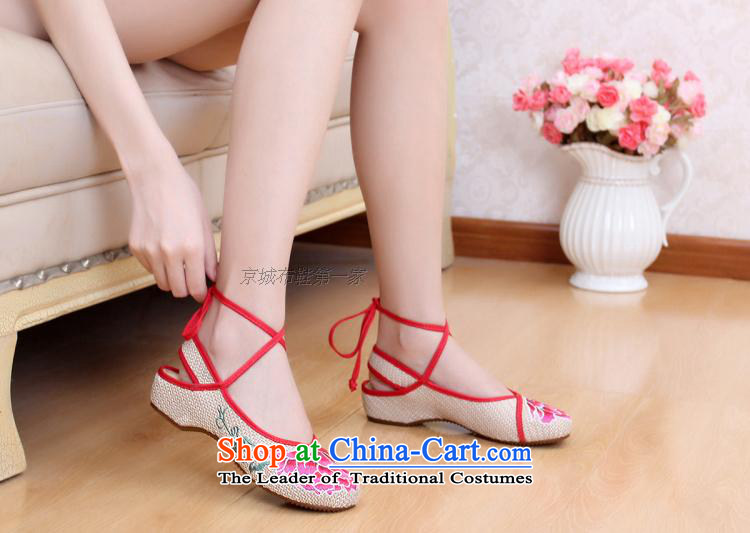Dan Jie Shi 2015 new old Beijing mesh upper ethnic Baotou embroidered shoes female sandals couture single shoe slope with the tether strap Shoe Light Gray 39 pictures, prices, brand platters! The elections are supplied in the national character of distribution, so action, buy now enjoy more preferential! As soon as possible.