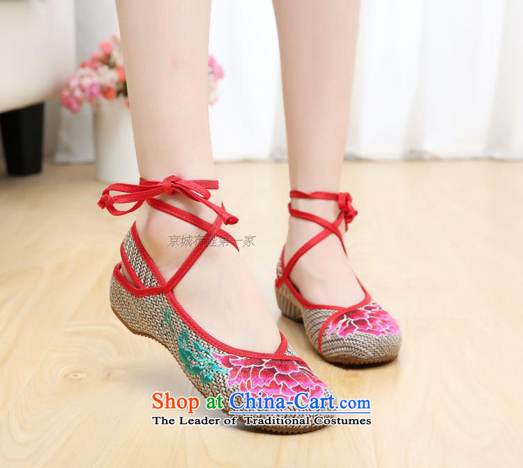Dan Jie Shi 2015 new old Beijing mesh upper ethnic Baotou embroidered shoes female sandals couture single shoe slope with the tether strap Shoe Light Gray 39 pictures, prices, brand platters! The elections are supplied in the national character of distribution, so action, buy now enjoy more preferential! As soon as possible.