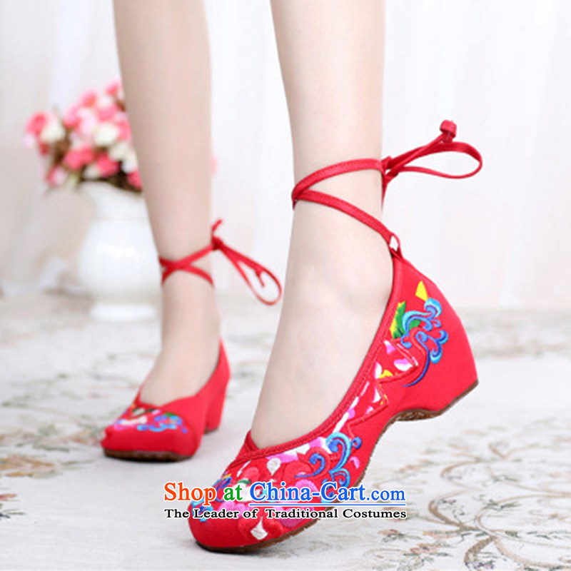 Oriental Kai Fei autumn 2015 new old Beijing mesh upper China wind band beef tendon bottom embroidered shoes butterfly flower lightweight mesh upper with tether national wind flower embroidery women shoes butterfly red 41, East Kai Fei (DONGFANGKAIFEI) ,