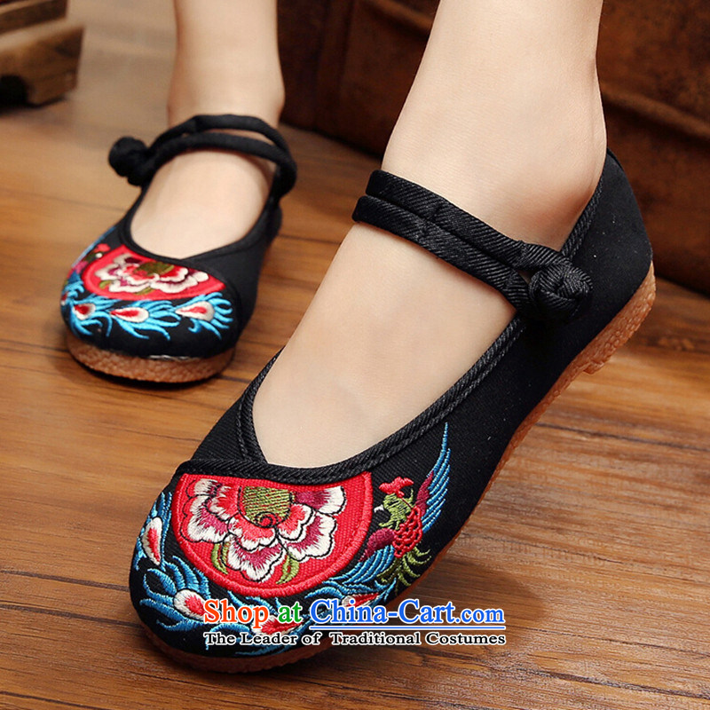 Mesh upper with old Beijing spring and summer embroidered shoes retro flat bottom of ethnic women shoes with soft, non-slip womens single shoe mesh upper m White 34 qin world shopping on the Internet has been pressed.