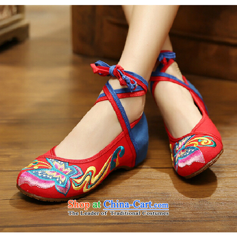 Butterfly Spring and Autumn as well as from the new national wind increased within retro embroidered shoes of Old Beijing mesh upper with single shoe butterfly embroidery women shoes 412-145 39 Beijing has children red-soo , , , shopping on the Internet